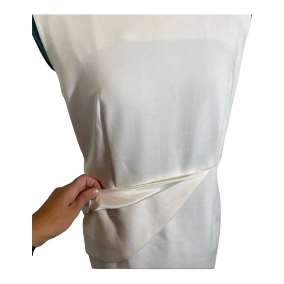 Premise Pearl Ivory Side Pleated Cady Sheath Dress NWT - Picture 4 of 9